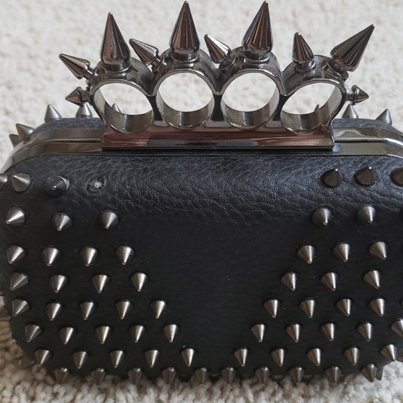 Black spikey clutch purse/bag - Picture 2 of 6